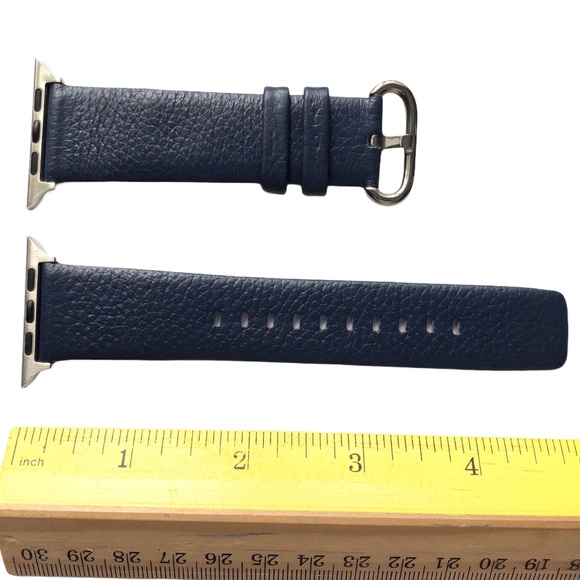 NEW Navy BLUE Leather Band Apple Watch 42/44/45mm M - Picture 6 of 9